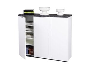 Kommode weiß hochglanz - Marmoroptik 120 cm 3-türig - MUNDI