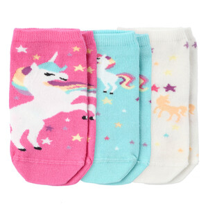 3 Paar Mädchen Sneaker-Socken im Set PINK / TÜRKIS / WEISS