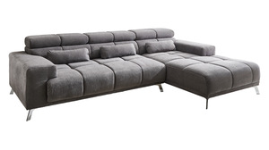 Ecksofa Sitztiefenverstellung grau 285 x 200 cm - SPEED