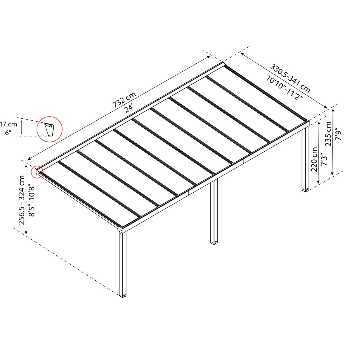 Bild 3 von Palram - Canopia Terrassenüberdachung Stockholm 3,4 m x 7,4 m