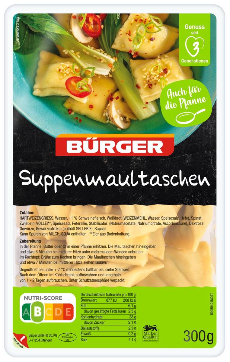 Bild 1 von BÜRGER Suppenmaultaschen, 300-g-Packg.