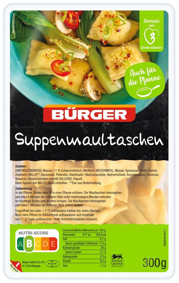 Bild 1 von BÜRGER Suppenmaultaschen, 300-g-Packg.