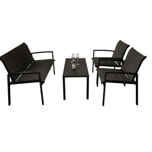 Lounge-Set 4-teilig schwarz-grau