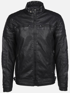 Herren Bikerjacke aus Kunstleder Schwarz