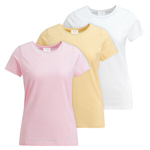 3 Damen T-Shirts im Set ROSA / GELB / WEISS