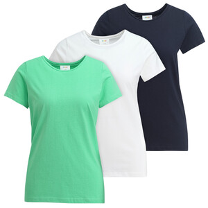 3 Damen T-Shirts im Set GRÜN / WEISS / DUNKELBLAU