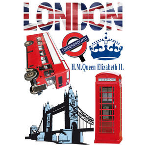 Dekosticker London Bunt B/l: Ca. 50x70 Cm