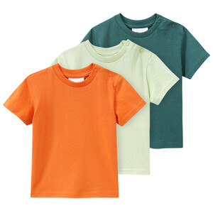 3 Baby T-Shirts unifarben HELLGRÜN / DUNKELGRÜN / ORANGE