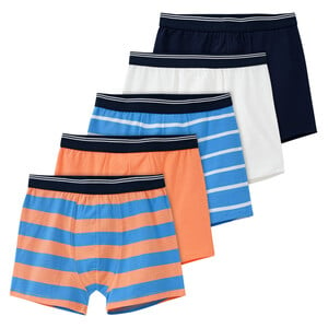 5 Jungen Retroboxer im Set ORANGE / BLAU / WEISS