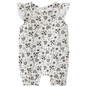 Newborn Musselin-Overall mit Allover-Print WEISS / DUNKELGRAU