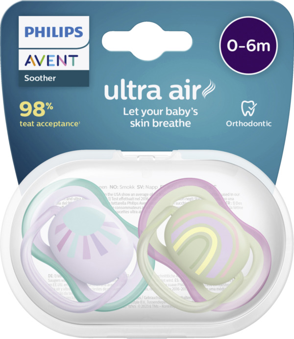 Bild 1 von PHILIPS AVENT ultra air Schnuller Sonne & Regenbogen 0-6 Monate