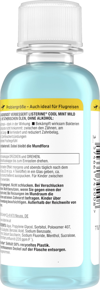 Bild 4 von Listerine Mundspülung Cool Mint milder Geschmack Reisegröße, 95 ml