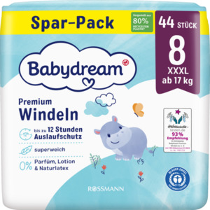 Babydream Premium Windeln Größe 8 XXXL, 44 Stück, ab 17 kg