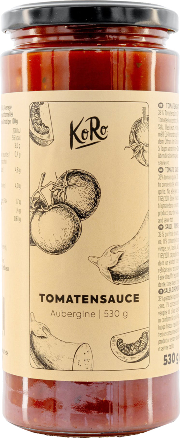 Bild 1 von KoRo Tomatensoße mit Aubergine, 530 g