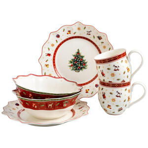 Villeroy & Boch Fine china frühstücksset , 14-8585-7282 , Rot , Keramik , Weihnachten , 440 ml,750 ml , 25x14x36 cm , 003407049701