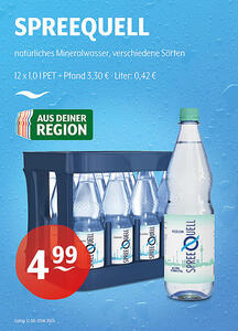 SPREEQUELL natürliches Mineralwasser verschiedene Sorten