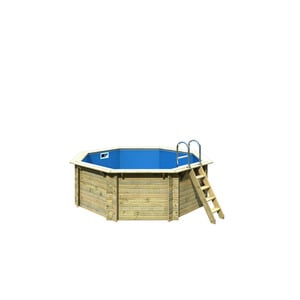 Karibu Massivholzpool-Set 'Modell 1 A' 400 x 400 x 124 cm mit Edelstahlleiter und Holzleiter