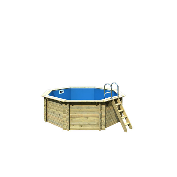 Bild 1 von Karibu Massivholzpool-Set 'Modell 1 A' 400 x 400 x 124 cm mit Edelstahlleiter und Holzleiter