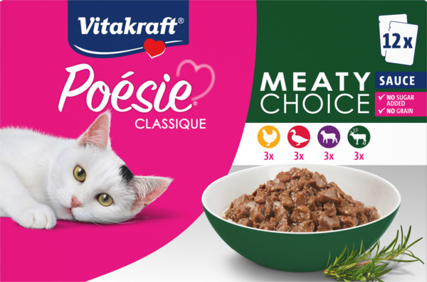 Bild 1 von Vitakraft Nassfutter Katze, Fleisch in Soße, Poésie Classique, Multipack (12x85 g)