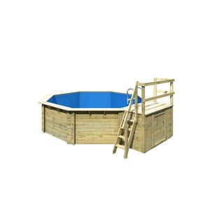 Karibu Massivholzpool-Set 'Modell 2 B' 470 x 470 x 124 cm mit Sonnendeck und Tiefbeckenleiter