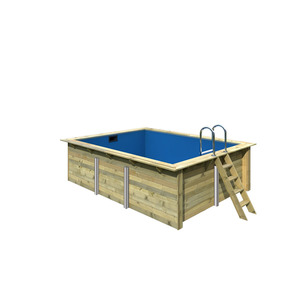 Karibu Massivholzpool-Set 'Modell Rechteck pool-Set 2' 387 x 300 x 124 cm mit Edelstahlleiter und Holzleiter