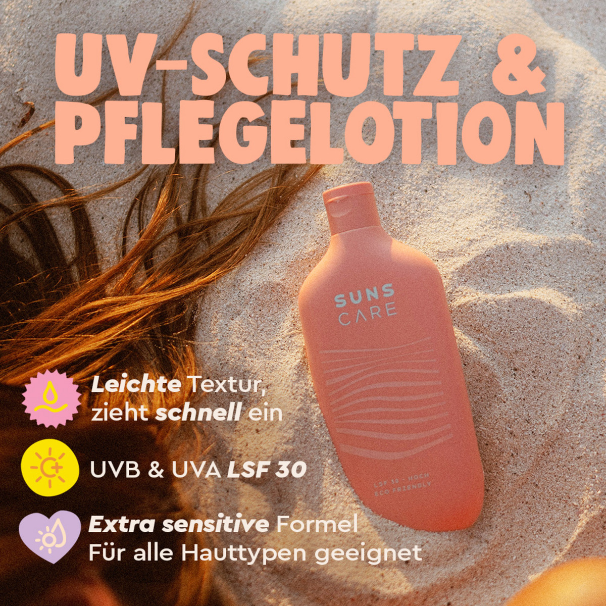 Bild 3 von Suns Care Sensitiv Sonnencreme Pink Beach LSF 30, 180 ml