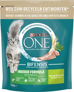 Purina ONE Indoor Formula reich an Truthahn und Vollkorn-Getreide 750 g