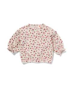 Baby-Shirt, gerippt, Blumen ecru