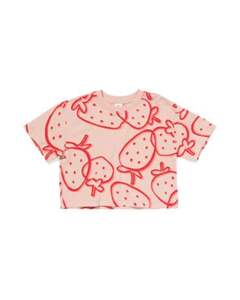Kinder-T-Shirt mit Erdbeerdesign hellrosa