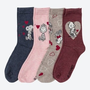 Snoopy Damen-Socken mit Herzen, 4er-Pack, Dark-blue