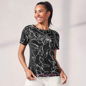 Damen-Funktions-T-Shirt mit Strasssteinen, Black