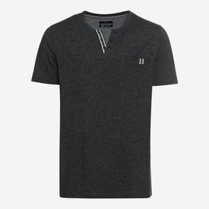 Herren-T-Shirt im Henley-Style, Anthracite