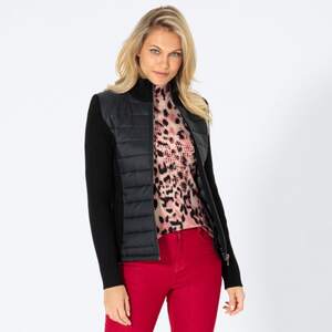 Damen-Steppjacke mit Strickeinsatz, Black