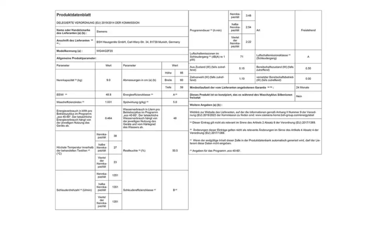 Bild 2 von SIEMENS Waschvollautomat WG44G2F20