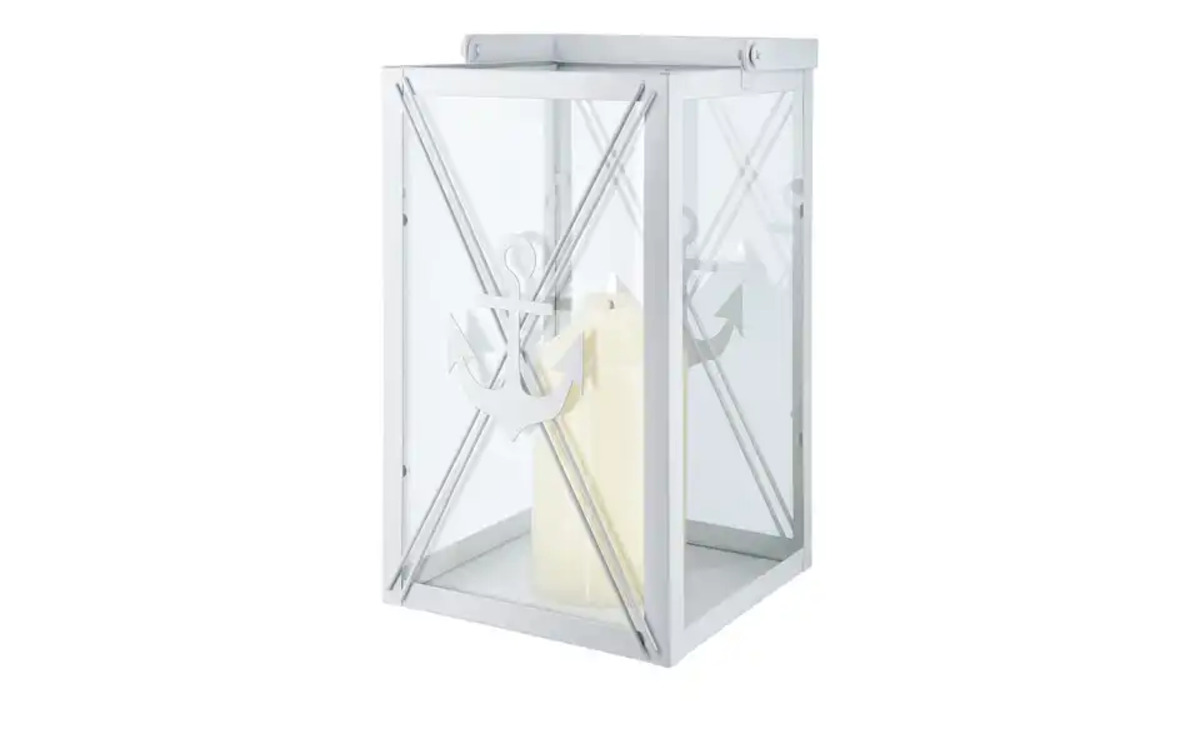 Bild 2 von Laterne ¦ weiß ¦ Glas , Metall, Metall, Glas  ¦ Maße (cm): B: 17 H: 26,5 T: 16,3 Dekoration > Laternen & Windlichter - Möbel Kraft