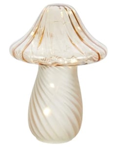 LED-Pilz mit Riffelstruktur, ca. 23 cm, creme