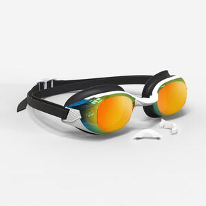 Schwimmbrille verspiegelte Gläser Einheitsgröße - BFit schwarz/orange EINHEITSFARBE