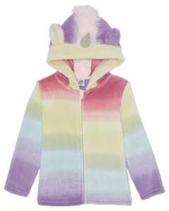 Fleecejacke Einhorn, Reißverschluss, regenbogenfarben