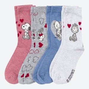 Snoopy Damen-Socken mit Herzen, 4er-Pack, Pink