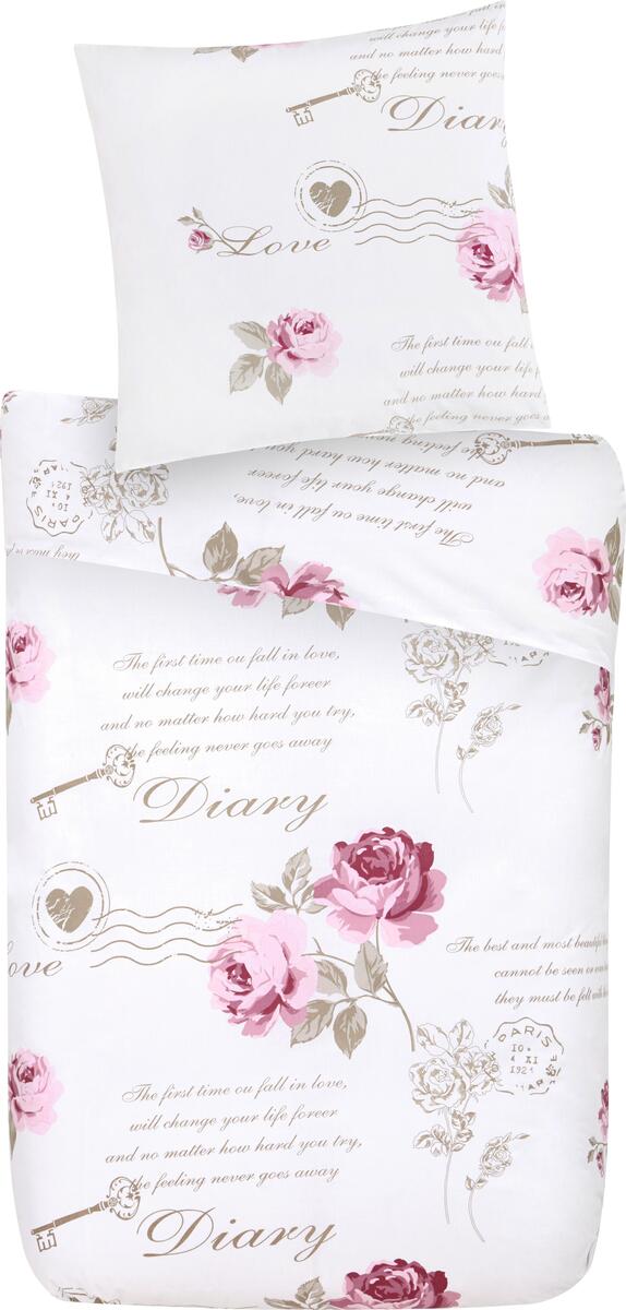 Bild 1 von Bettwäsche Diary Rose ca. 135x200cm, Weiß