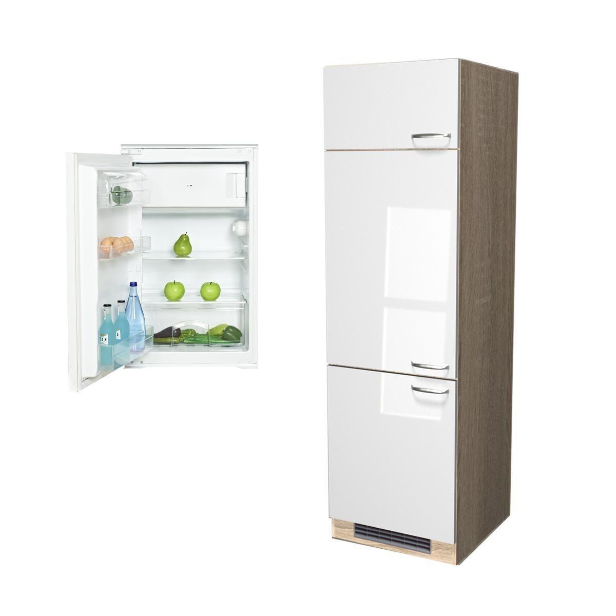 Bild 1 von Geräteumbauschrank Weiß Hochglanz/Eiche, Sonoma Eiche, Weiß Hochglanz