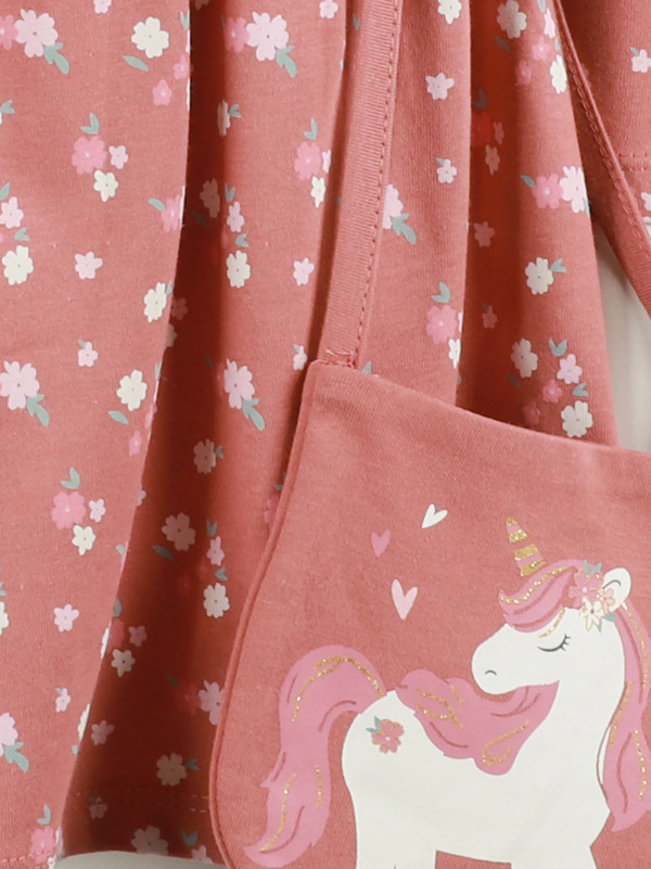 Bild 3 von Mädchen Kleid mit Blumen Alloverprint Rosa