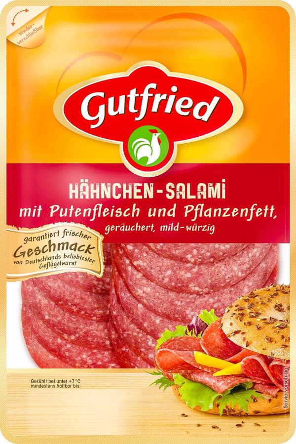 Bild 1 von GUTFRIED Hähnchensalami, 100-g-Packg.