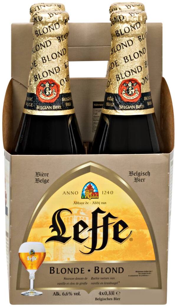 Bild 1 von LEFFE Blonde oder Brune, Packg. 4 x 0,33-l-Fl.