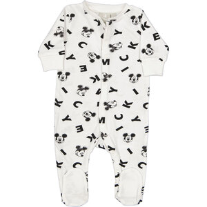 Baby Pyjama Micky Lange Ärmel Strampler mit Füßchen, Weiß, 68