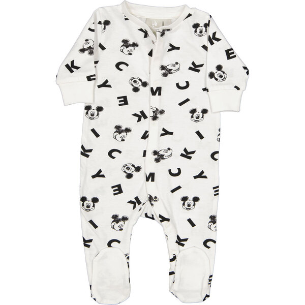 Bild 1 von Baby Pyjama Micky Lange Ärmel Strampler mit Füßchen, Weiß, 68