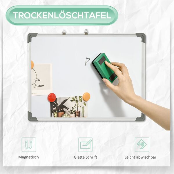 Bild 4 von Whiteboard Magnetisch Magnettafel mit 4 Markern 1 Radiergummi 10 Magnet Staffelei Wandmontage leicht
