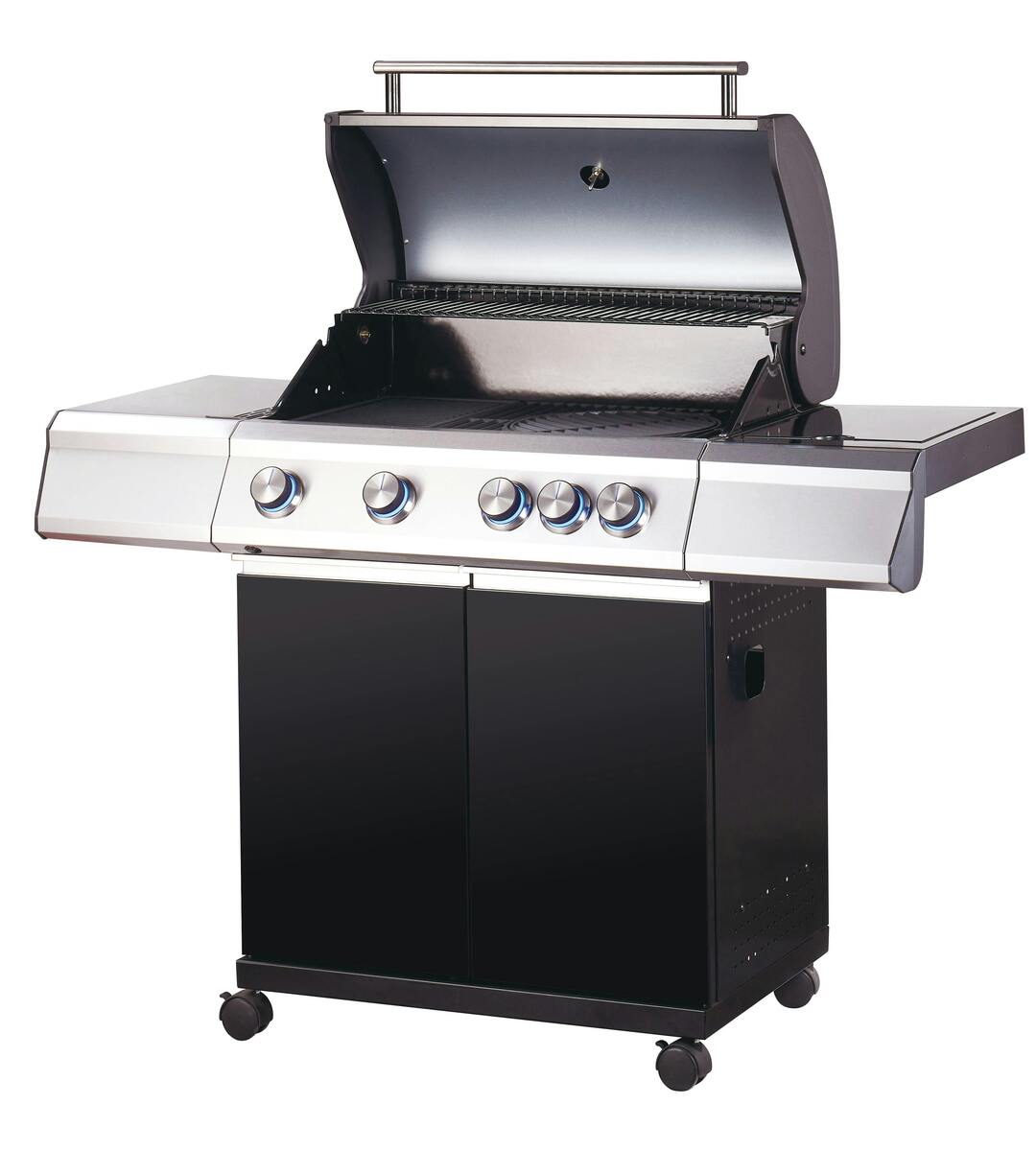 Bild 1 von Tarrington House 4-Hauptbrenner und Seitenbrenner Gasgrill Paxton, Grillfläche 41.5 x 71 cm, Ablagetisch, fahrbar, Stahl, schwarz
