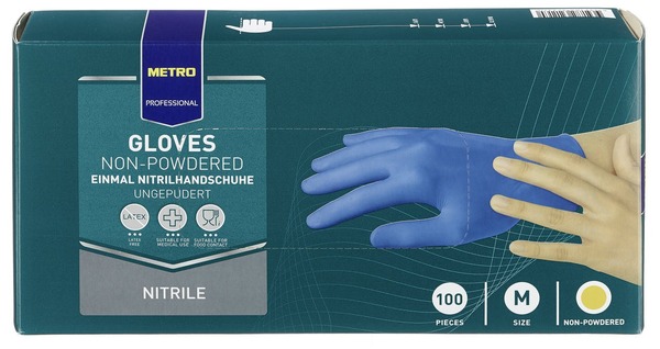 Bild 1 von METRO Professional Einmalhandschuhe, Nitril, ungepudert, Größe M, blau, 100 Stück