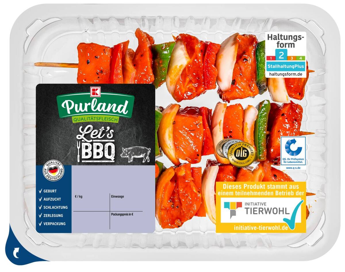 Bild 1 von K-PURLAND Fleischspieße vom Schwein, mariniert, 450-g-Packg.